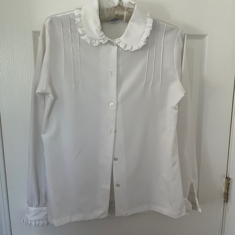Women’s Rare Vintage Sears Long Sleeve White Blouse Sz XS/S
